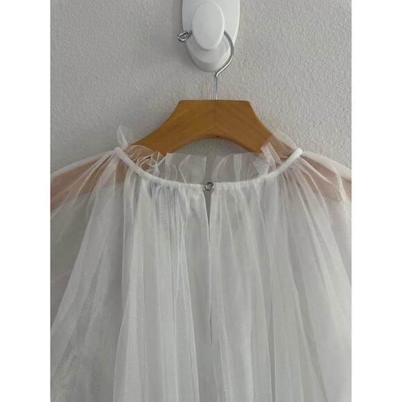 Aura Women’s Tulle Bridal Tiered Wedding Party Classic White Dress Sz S - Picture 5 of 8
